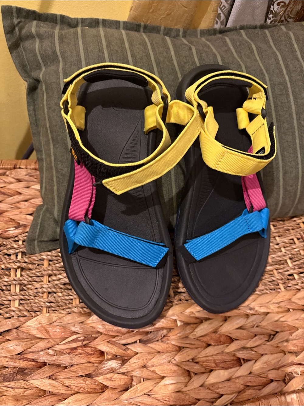 Teva Women’s Colorblock Strap Sandals in Yellow, Blue & Pink
